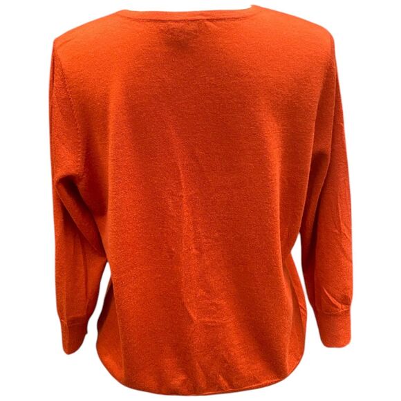 Talbots Pure Cashmere Women Petites Size 1X Ripe Papaya Orange Cardigan Sweater - Picture 3 of 12